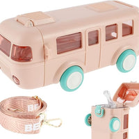 Contemporary 2-in-1 Toy Bus for Kids with Water Bottle,Bus Shaped with Movable Wheels Drinking Water Bottle for School | Picnic Bottle | Sipper Bottle Leak Proof