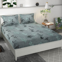 Premium MICROFIBER ELASTIC FITTED DOUBLE BEDSHEET WITH TWO PILLOW COVERS (70X76X6 Inches)
