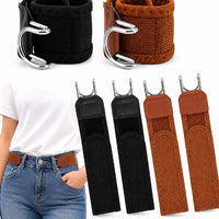 Metal Adjustable No Buckle Belts for Men and Women with Hook (2Pcs)